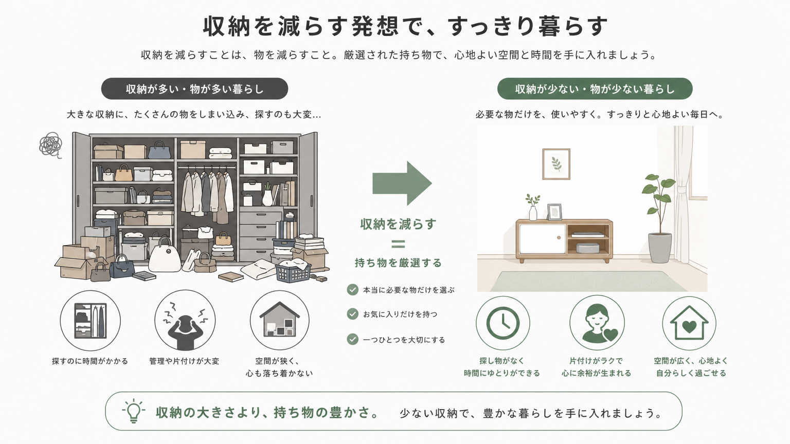 収納を減らす発想とは?物を減らして身軽に暮らす考え方